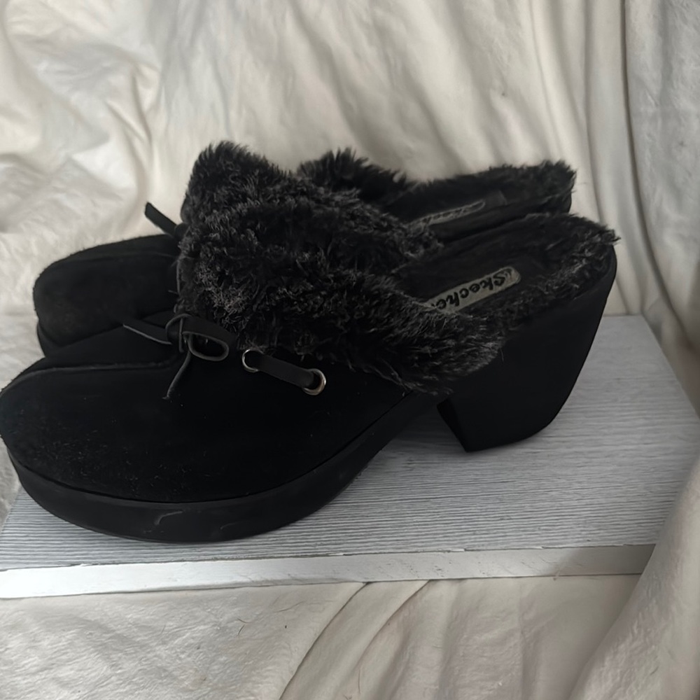Women's Black Faux Fur Clogs